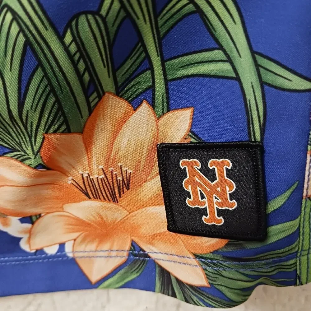 Hurley Swim Trunks MLB NEW YORK METS Men's XL BLUE Tropical Floral Board Shorts